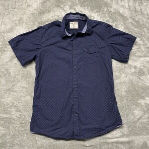 Hudson and Barrow NYC Mens Shirt Button Down Shirt Size Large Navy Purple Polka